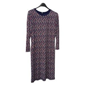 LAUREN‎ Ralph Lauren Women's Geometric Print Long Sleeve Midi Dress Size M